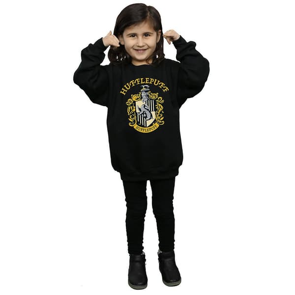 Harry Potter Flickor Hufflepuff Bomullströja 5-6 År Svart Black 5-6 Years