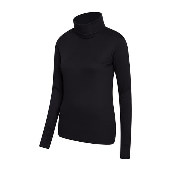 Mountain Warehouse Dam/Kvinnor Meribel Bomullsrullhals Långärmad Black 20 UK