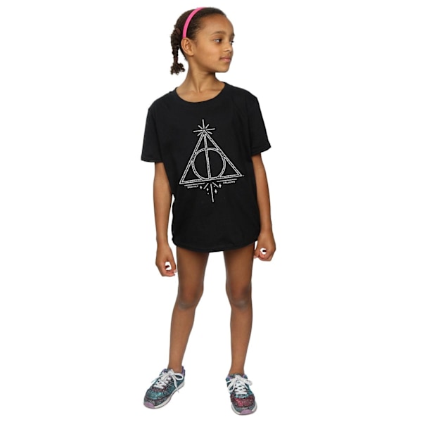 Harry Potter flickor Dödsrelikerna symbol bomull T-shirt 5-6 år Black 5-6 Years