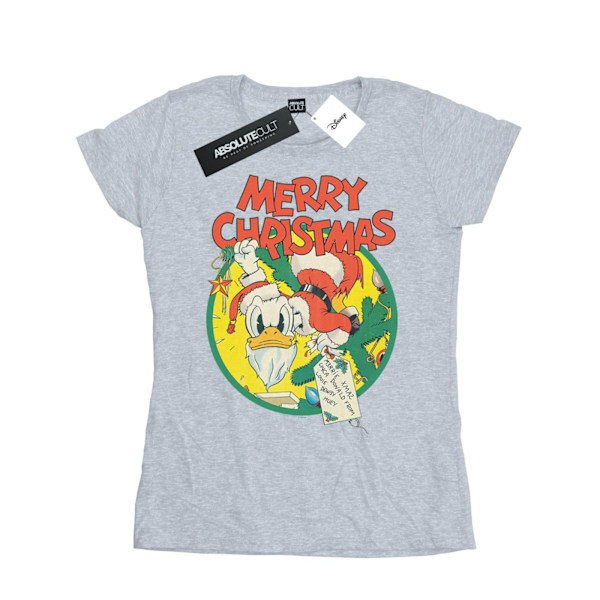 Disney Dam/Kvinnor Kalle Anka God Jul Bomull T-shirt Sports Grey S