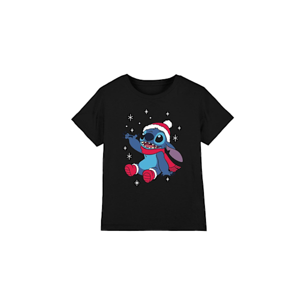 Lilo & Stitch Barn/Barn Snowflake Jul T-Shirt 5-6 År Black 5-6 Years