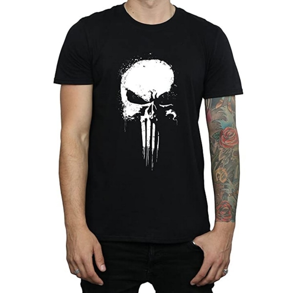 The Punisher Mens Spray Logotyp bomull T-shirt S Svart Black S