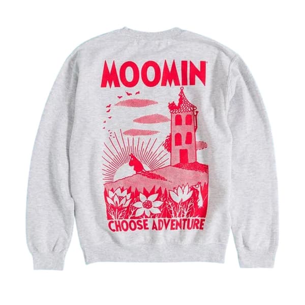 Mumin Unisex Vuxen Äventyr Ryggtryck Sweatshirt M Grå Grey M