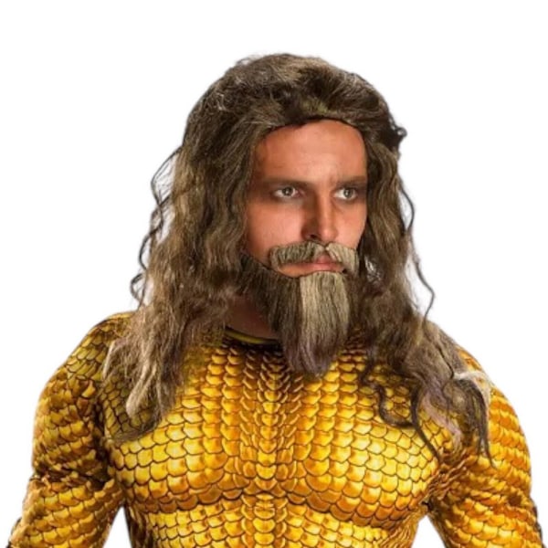 Aquaman Unisex Vuxen Skägg & Peruk Set One Size Brun Brown One Size
