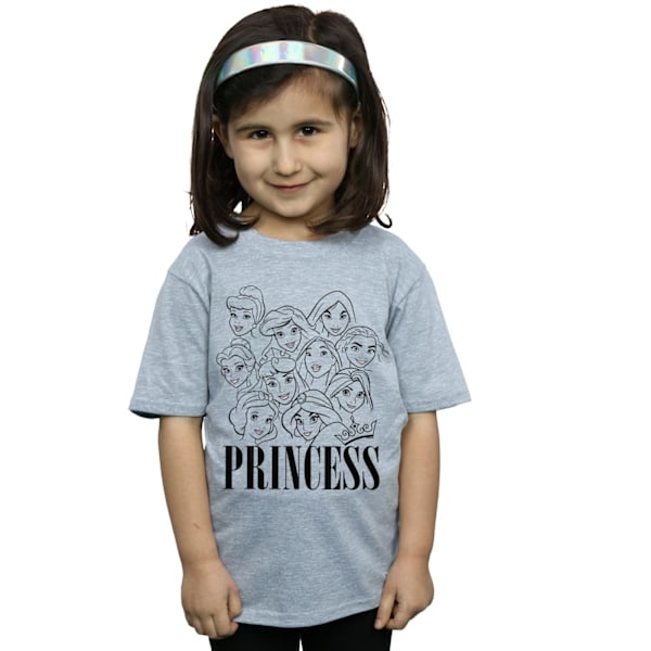 Disney Girls Princess Multi Faces Bomull T-shirt 7-8 År Spor Sports Grey 7-8 Years