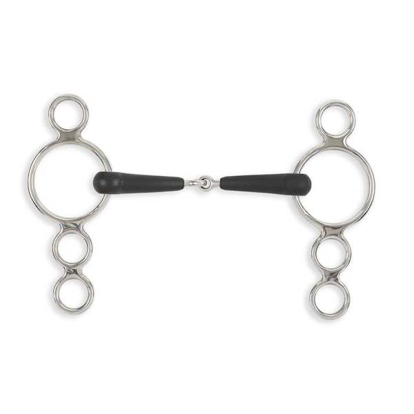 Equirubber Equikind+ Ledad häst 3-ringars gagbett 5 tum silver Silver 5in