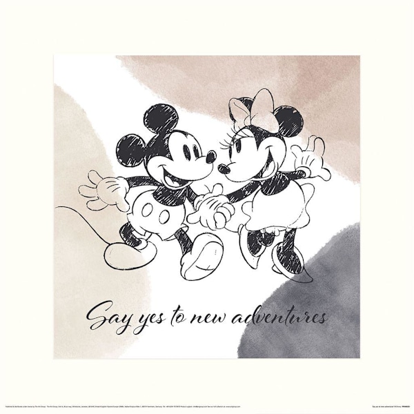 Disney Säg Ja Till Nya Äventyr Mickey & Minnie Mouse Tryck 40 Black/White 40cm x 40cm