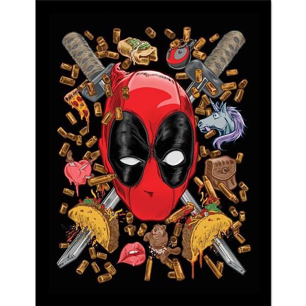 Deadpool Chimichanga inramad affisch 40cm x 30cm Flerfärgad Multicoloured 40cm x 30cm