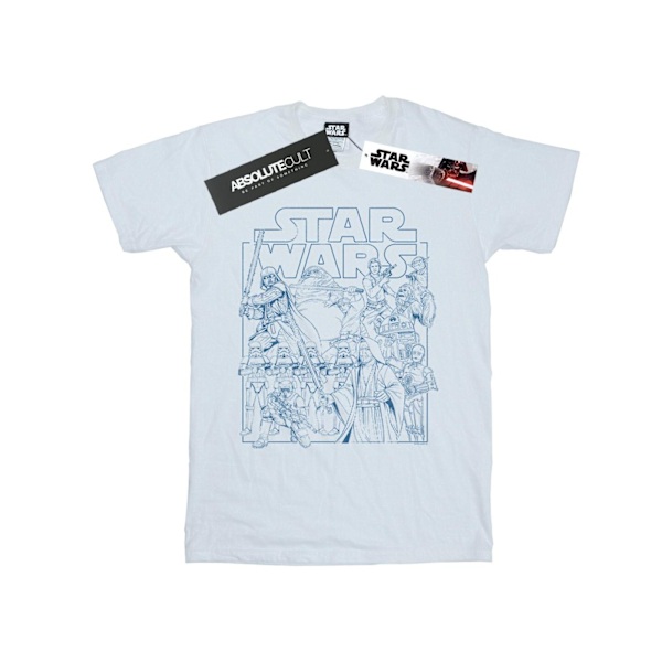 Star Wars Dam/Damer Outlined Sketch Bomull Boyfriend T-Shir White S