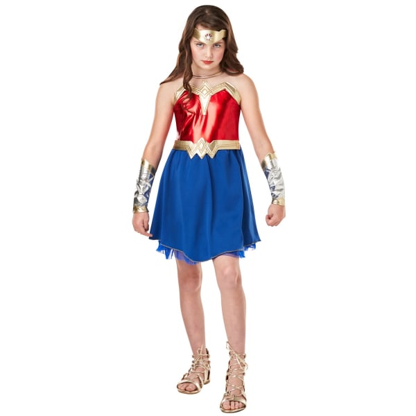 Wonder Woman Tjejdräkt 9-10 år Blå/Röd Blue/Red 9-10 Years