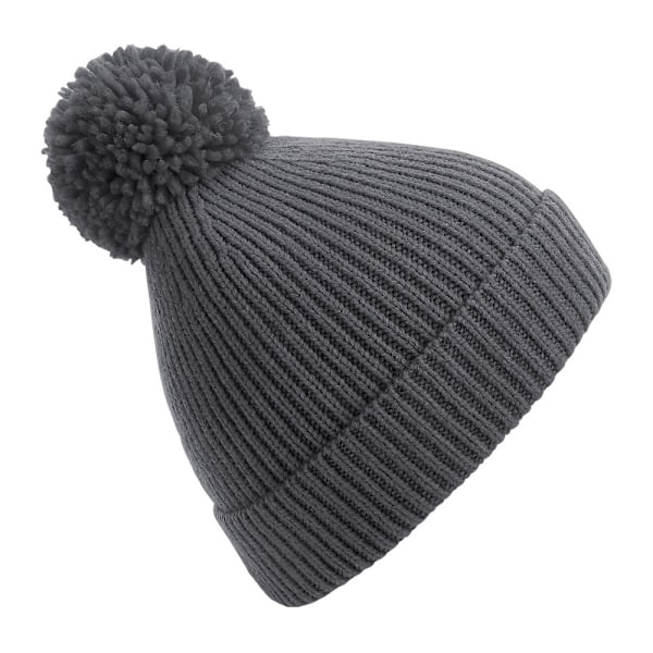 Beechfield Unisex Engineered Knit Ribbed Pom Pom Beanie One Size Graphite Grey One Size