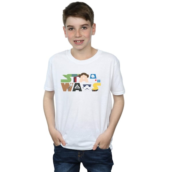 Star Wars Pojkar Karaktär Logo T-Shirt 5-6 År Vit White 5-6 Years