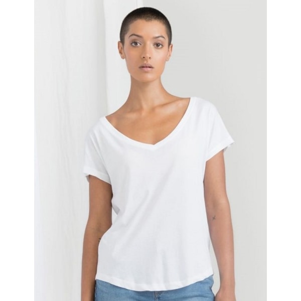 Mantis Dam/Kvinnors Lös Passform V-Ringad T-Shirt L Vit White L