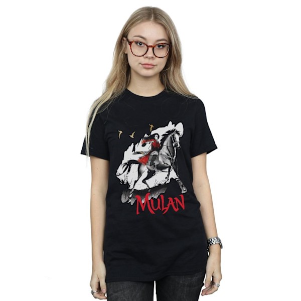 Disney Dam/Kvinnor Mulan Film Stride Bomull Boyfriend T-Shir Black XXL