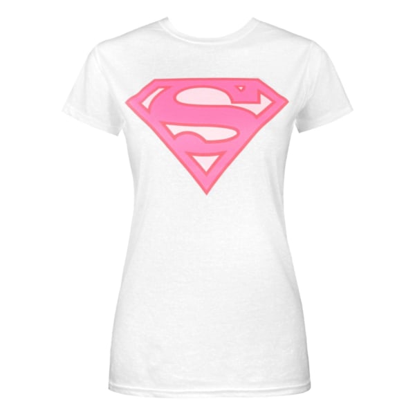 Superman Dam/Dam T-shirt med logotyp XXL Vit/Rosa White/Pink XXL