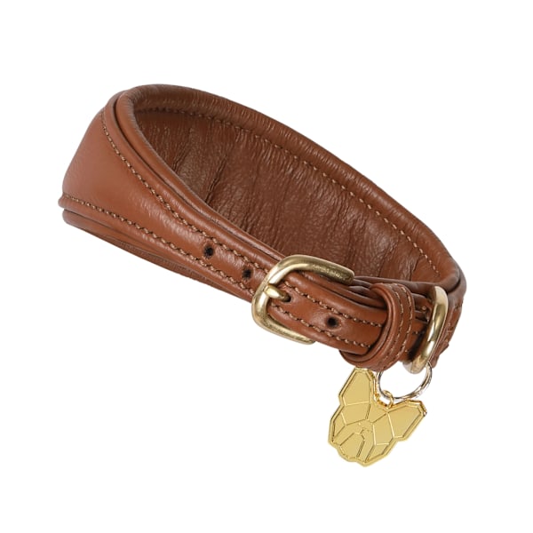 Digby & Fox Läder Vadderat Vinthund Hundhalsband L - Halsomfång: 3 Tan L - Neckline: 35cm-39cm