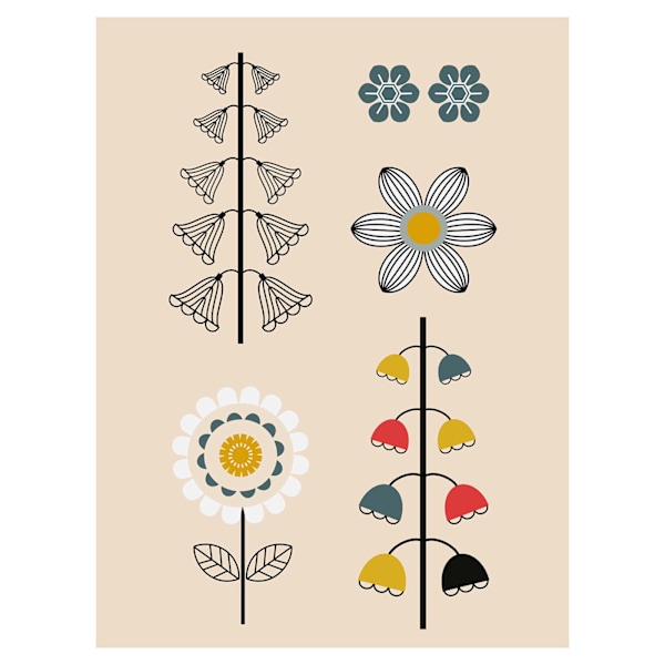 Lyndy Hants Mixed Flowers II Canvas Print 40cm x 30cm Peach/Svart Peach/Black 40cm x 30cm