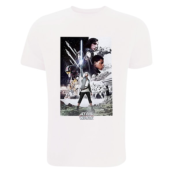 Star Wars: The Last Jedi T-shirt i bomull med motiv av karaktärer, XL, vit White XL