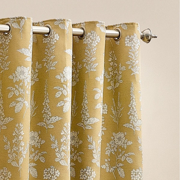 Wylder Nature Sophia Jacquard Blommiga Öglettgardiner 168cm x 183cm Naturlig Natural 168cm x 183cm