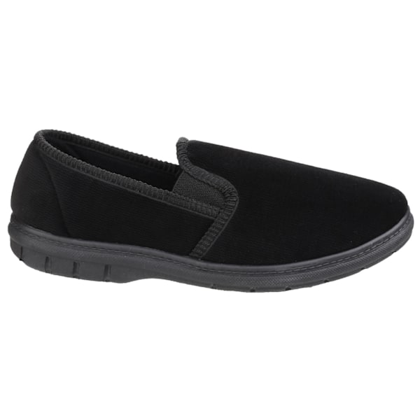Fleet & Foster John Twin Gusset Memory Foam Slipper 10 UK för män Black 10 UK
