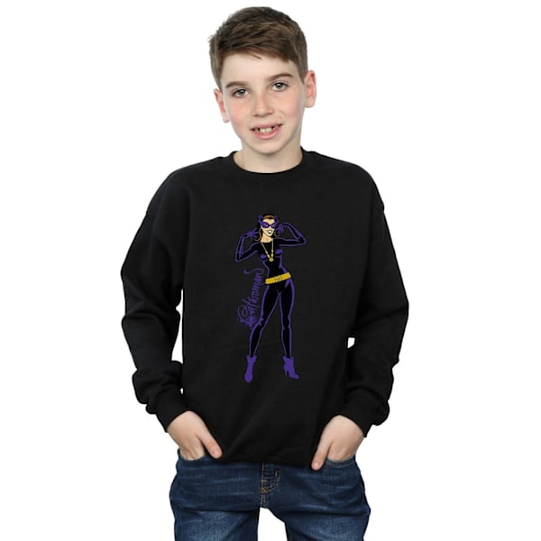 DC Comics Boys Catwoman Happy Pose Sweatshirt 5-6 år Svart Black 5-6 Years