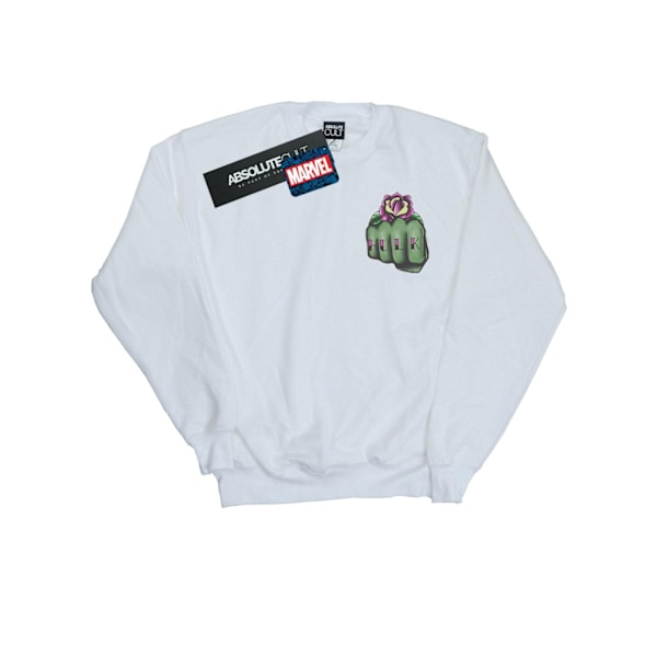 Marvel Herr Hulk Tattoo Fist Bröst Tryck Sweatshirt 3XL Vit White 3XL