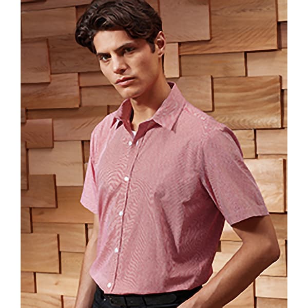 Premier herr Gingham kortärmad skjorta L röd/vit Red/White L