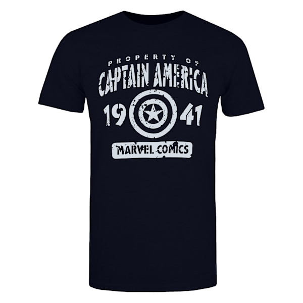 Marvel Herr Property Of Captain America T-Shirt M Marinblå/Vit Navy/White M