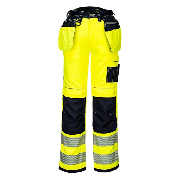Portwest herr PW3 Hi-Vis stretch byxfickor byxor 36R gul/svart Yellow/Black 36R