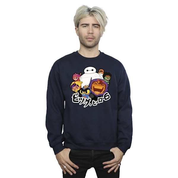 Disney Herr Big Hero 6 Baymax Group Manga Sweatshirt XL Marinblå Navy Blue XL