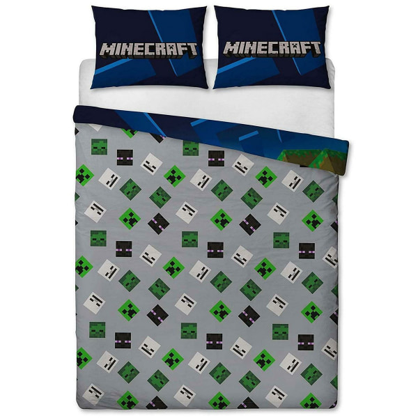 Minecraft Creeper Cover Dubbelgrön/Blå / Grå Green/Blue/Grey Double