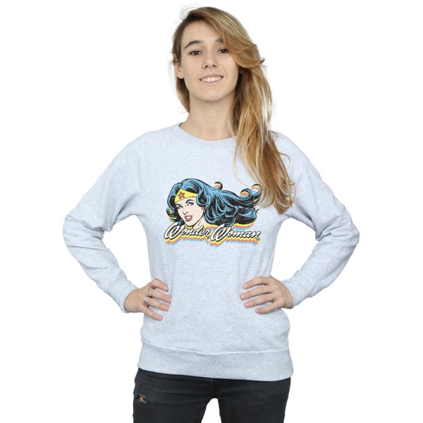 DC Comics Dam/Dam Wonder Woman Smile Sweatshirt XL Heathe Heather Grey XL