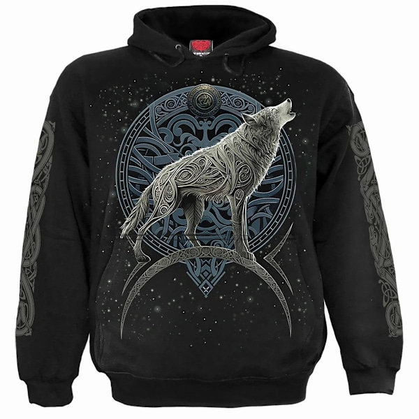 Spiral Direct Unisex Vuxen Celtic Wolf Hoodie 4XL Svart Black 4XL