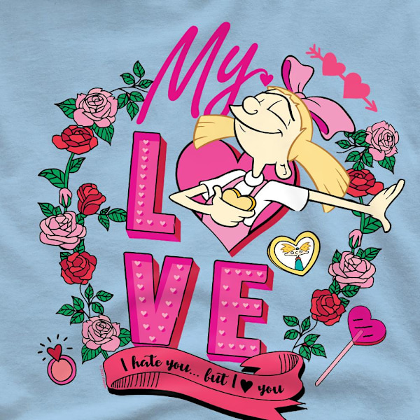 Hey Arnold! Herr I Hate You But Love You Helga Alla hjärtans dag Light Blue XXL