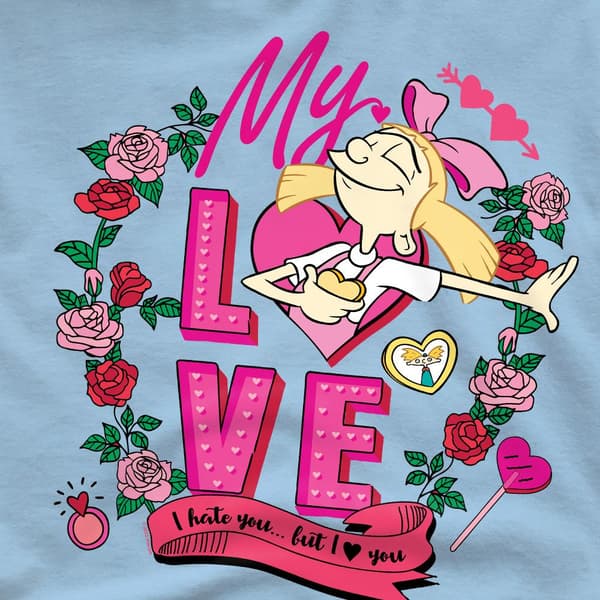 Hey Arnold! Herrar Jag hatar dig men älskar dig Helga Alla hjärtans dag Light Blue L