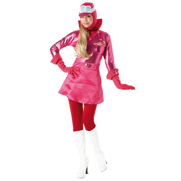 Wacky Races Dam/Dam Penelope Pitstop Kostym S Rosa Pink S
