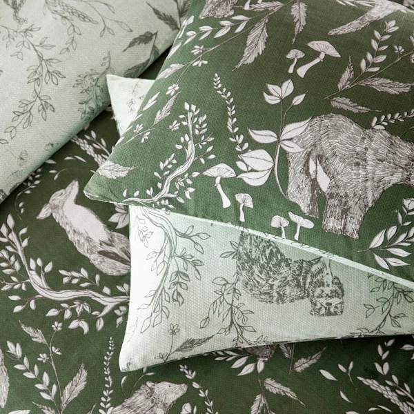 Furn Buckthorn Vändbar Woodland Påslakan Set Enkelsäng Everg Evergreen Single