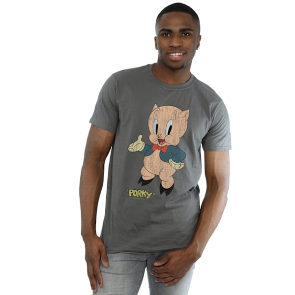 Looney Tunes Herr Porky Pig Distressed T-shirt M Charcoal Charcoal M