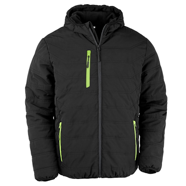 Result Genuine Recycled Mens Compass Padded Jacket S Svart/Lime Black/Lime Green S