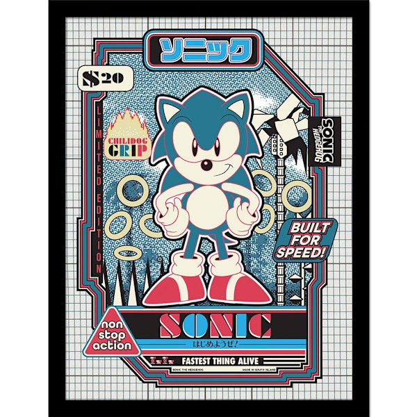 Sonic The Hedgehog Built For Speed Inramad Poster 40cm x 30cm Multi Multicoloured 40cm x 30cm