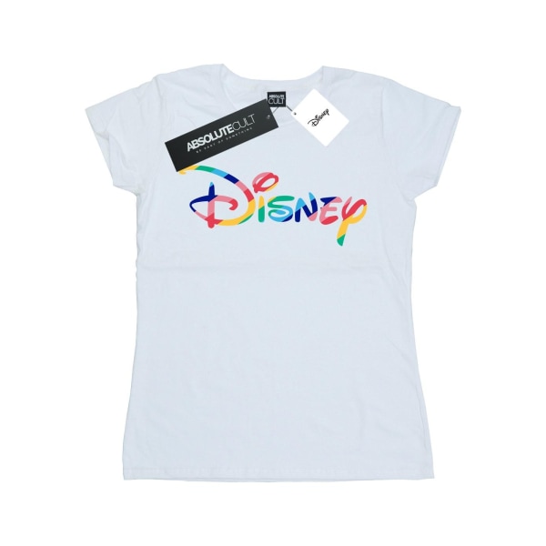 Disney Regnbågslogotyp för dam/dam T-shirt i bomull S Vit White S