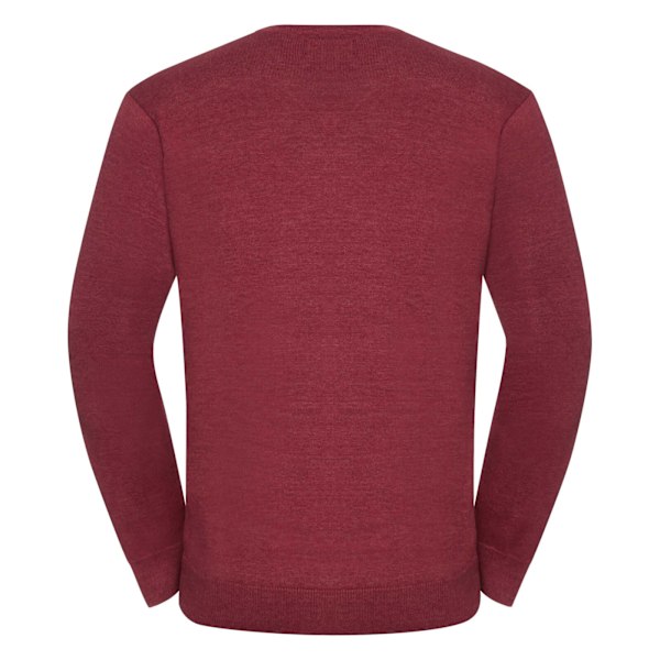Russell Collection Herr V-halsad Stickad Pullover Sweatshirt XS C Cranberry Marl XS