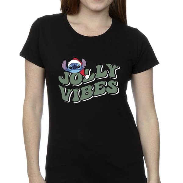 Disney Dam Lilo & Stitch Jolly Chilling Vibes Bomull Black L