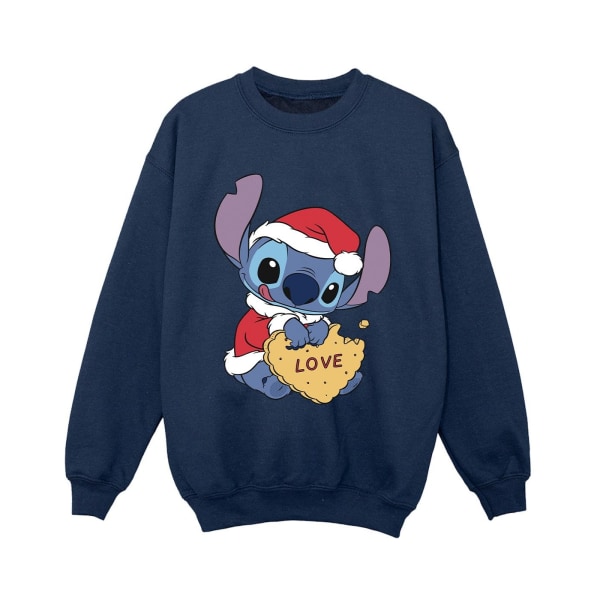 Disney Boys Lilo And Stitch Christmas Love Biscuit Sweatshirt 1 Navy Blue 12-13 Years