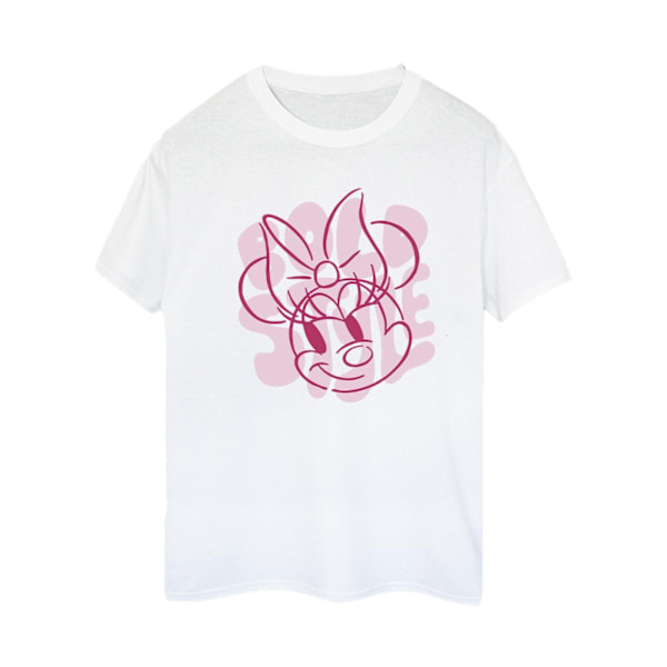 Disney Dam/Damer Minnie Mouse Bold Style Bomull Boyfriend T-shirt White L