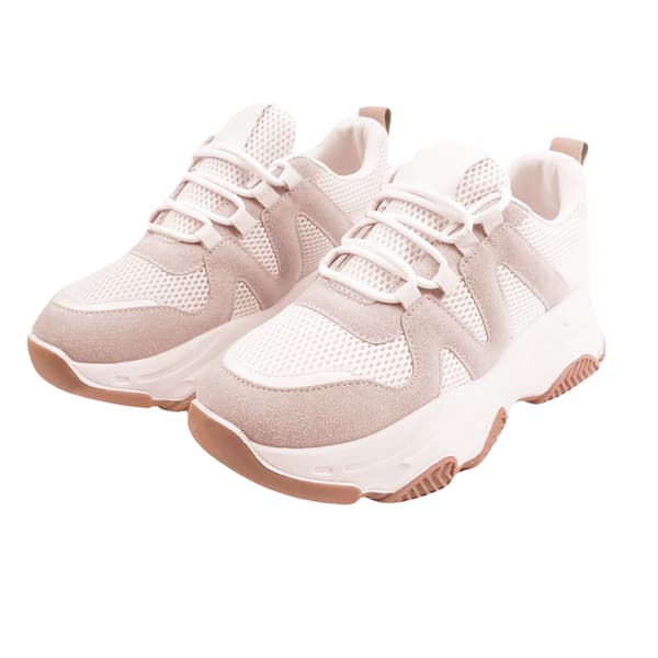 Where's That From Dam/Damer Liberate Mesh Suede Sneakers 5 Cream/Camel 5 UK