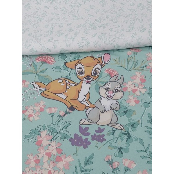 Bambi Reversible Cotton Thumper Påslakan Set Single Grön/Vit Green/White/Yellow Single
