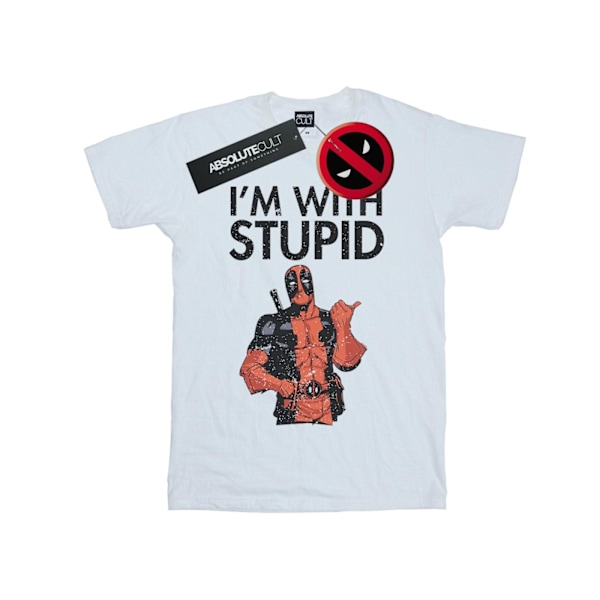 Marvel Deadpool T-shirt för män - I'm With Stupid - 4XL - Vit White 4XL
