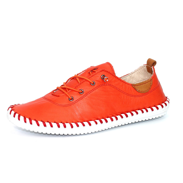 Lunar Dam/Dam St Ives Läder Plimsolls 4 UK Orange/Vit Orange/White 4 UK