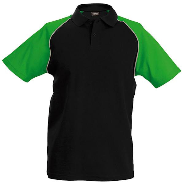 Kariban Herr Kontrast Baseball Polotröja L Svart/Ljusgrå/Grön Black/Light Grey/Green L